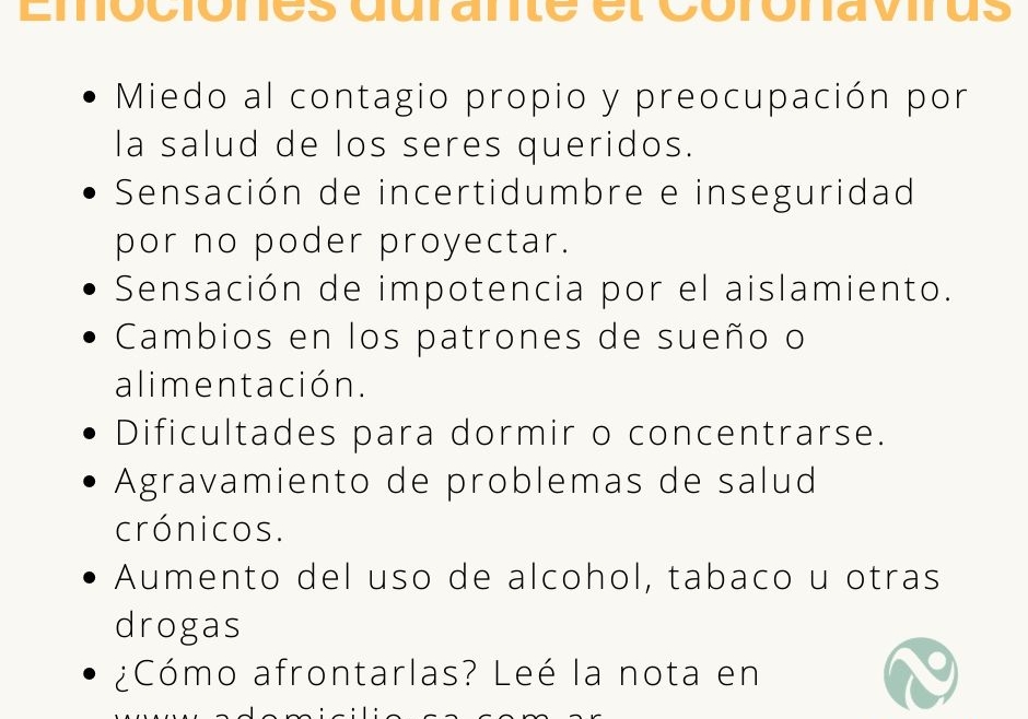 Cuáles son las emociones esperables durante la pandemia del Coronavirus